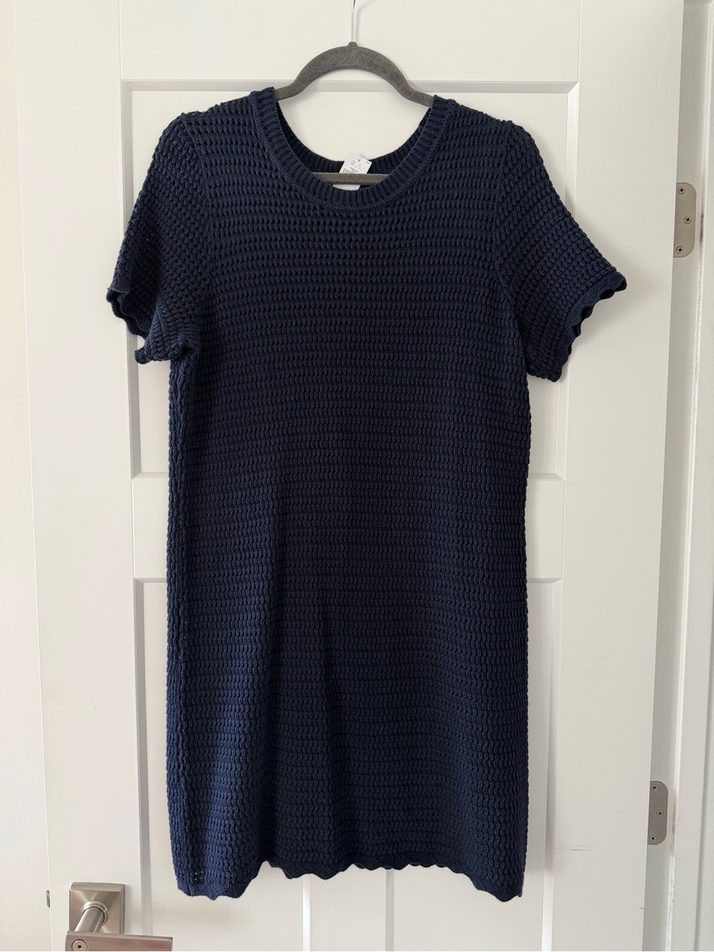 NWT! GAP, medium, crochet, Textured Short-Sleeve Knit Shift Dress - Navy